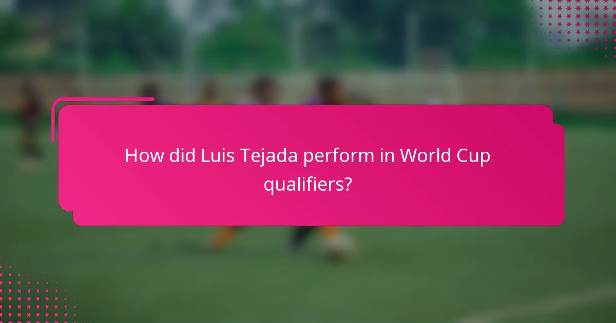 How did Luis Tejada perform in World Cup qualifiers?