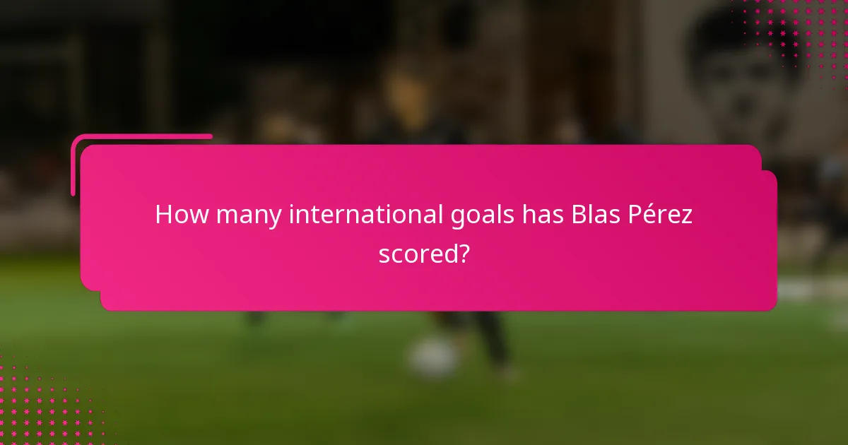 How many international goals has Blas Pérez scored?