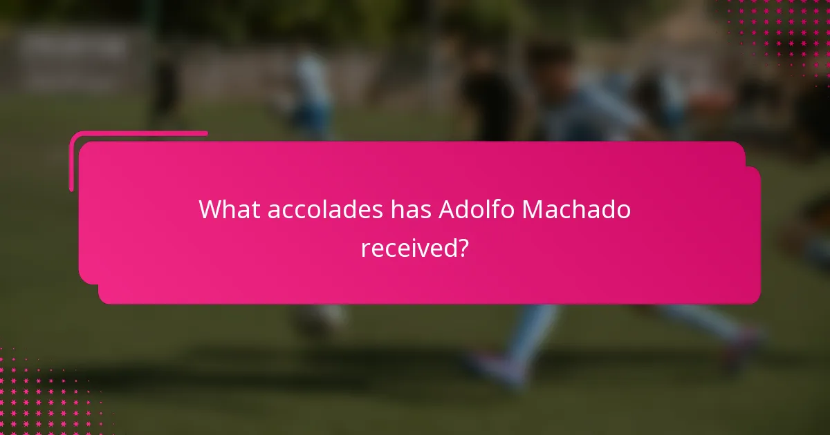 What accolades has Adolfo Machado received?
