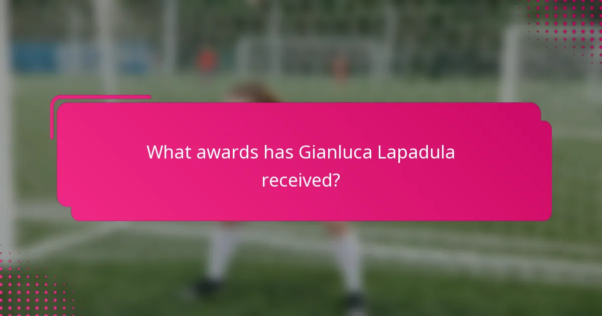What awards has Gianluca Lapadula received?