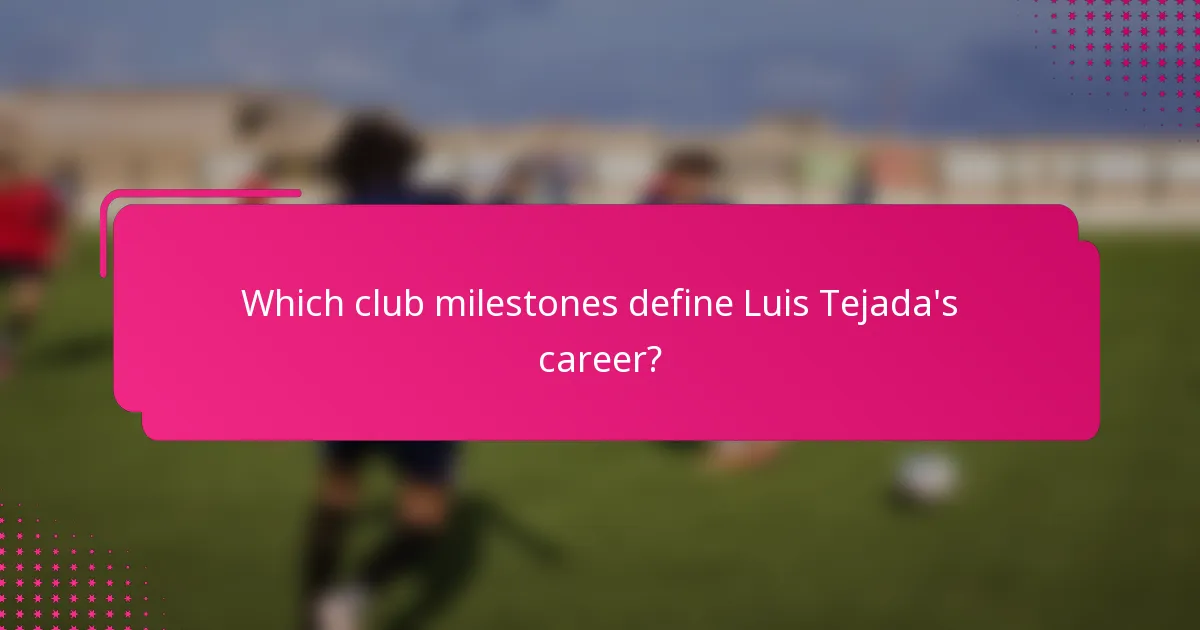 Which club milestones define Luis Tejada's career?